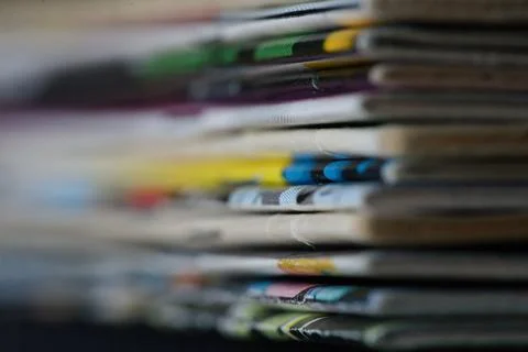 Stack of classic comics spines and corner Stock Photos