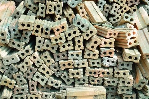 Stack of clay brick Stock Photos