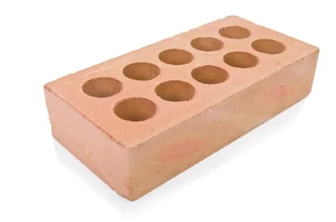 Stack of clay bricks isolated on white 写真素材