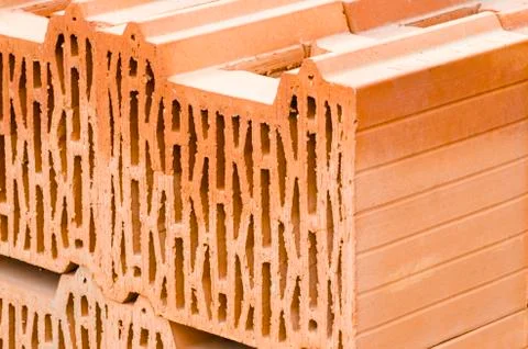 Stack of clay bricks Stock Photos