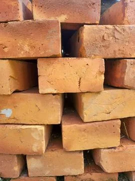 Stack of clay bricks Stock Photos