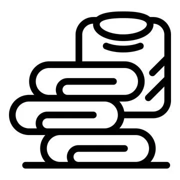 Stack of clean bath towels folded on top of each other 库存插图