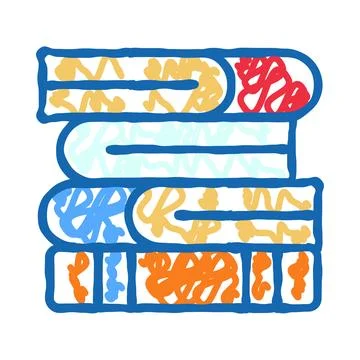 Stack of clean colorful folded towels in doodle style 库存插图