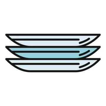 Stack of clean dinner plates icon concept イラスト素材