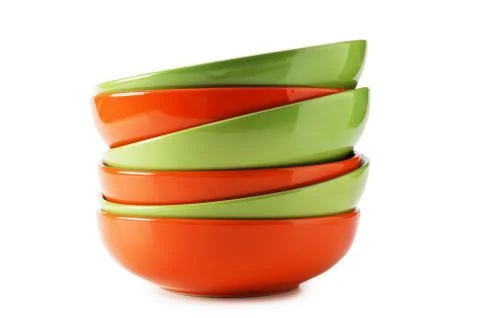 Stack of clean empty plates  isolated on white background Stock Photos