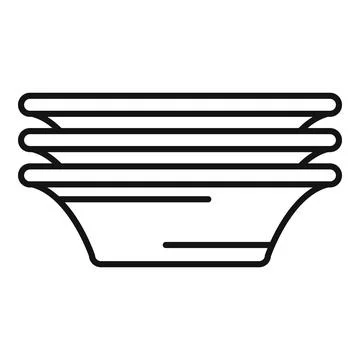 Stack of clean empty plates line art drawing 스톡 일러스트