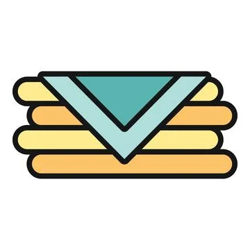 Stack of clean folded textile handkerchiefs icon Stock Illustration