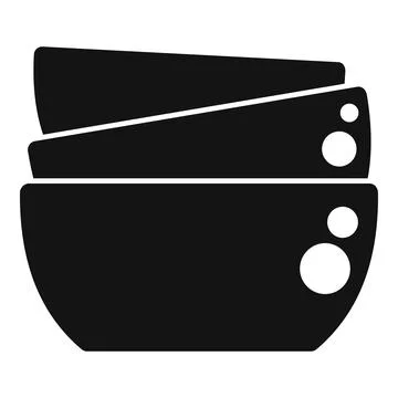 Stack of clean plates and bowls icon representing kitchenware 스톡 일러스트
