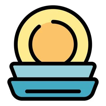 Stack of clean plates forming a tower icon illustration Stock Illustration