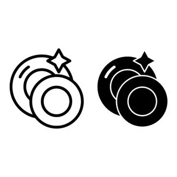 Stack of clean plates line and glyph icon. Pile of plates vector illustration Stock Illustration