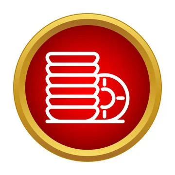 Stack of clean plates in red circle icon イラスト素材