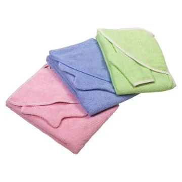 Stack of clean soft clothes on white background Stock Photos