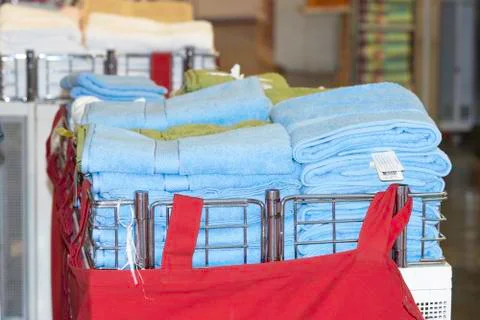 Stack of clean soft towels 写真素材