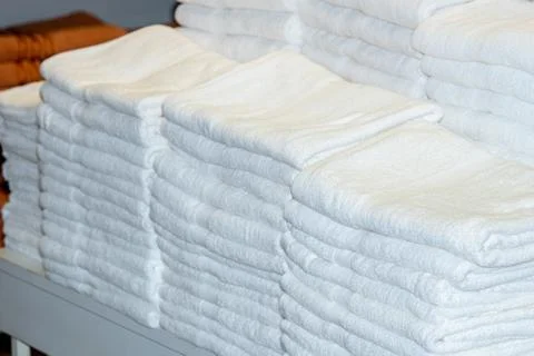 Stack of clean soft towels Stock Photos