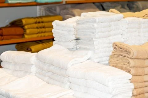 Stack of clean soft towels Stock Photos