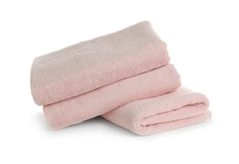 Stack of clean soft towels on white background 库存照片