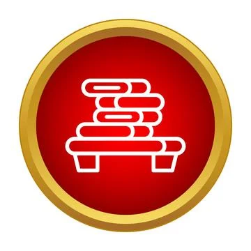 Stack of clean towels on changing room bench Stock Illustration