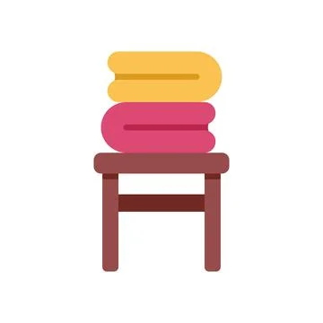 Stack of clean towels on a simple wooden stool 스톡 일러스트