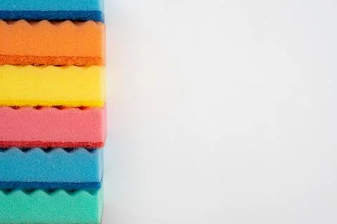Stack of cleaning sponges isolated on a white background Stock Photos