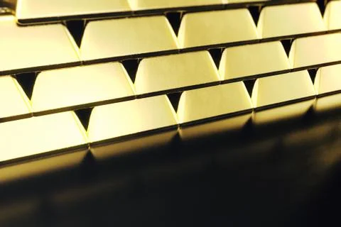 Stack close-up Gold Bars, weight of Gold Bars 1000 grams Concept of wealth and Stock Illustration