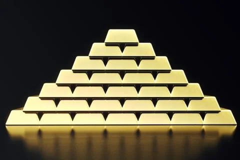 Stack close-up Gold Bars, weight of Gold Bars 1000 grams Concept of wealth and Stock Illustration