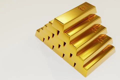 Stack close-up Gold Bars, weight of Gold Bars Concept of wealth and reserve.  Stock Illustration