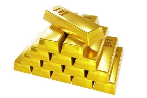 Stack close-up Gold Bars, weight of Gold Bars Concept of wealth and reserve.. Ilustración de archivo