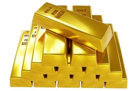 Stack close-up Gold Bars, weight of Gold Bars Concept of wealth and reserve.. Ilustración de archivo