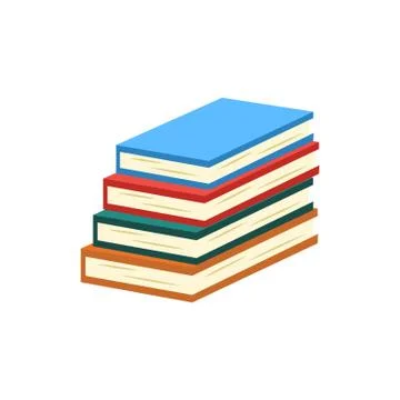 Stack of closed books with colorful covers and paper pages lying isolated on Stock Illustration