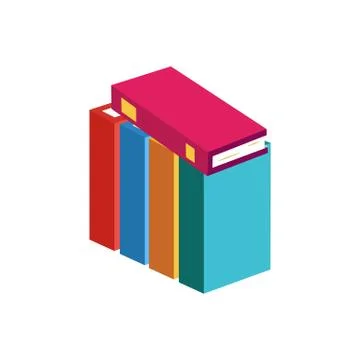 Stack of closed paper books with colorful cover standing in row. Stock Illustration