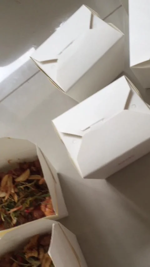 Stack of Closed White Takeaway Boxes Stock Footage 331421531