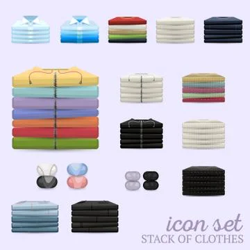 Stack of clothes vector icon set Stock Illustration