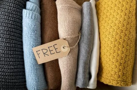 Stack of clothing to donate Stock Photos