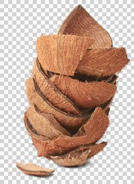 Stack of coconut fruit shell isolated Stock Photos