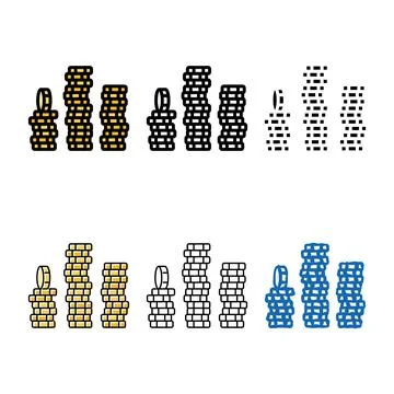 Stack coin diversity gold color icon vector Illustrazione stock