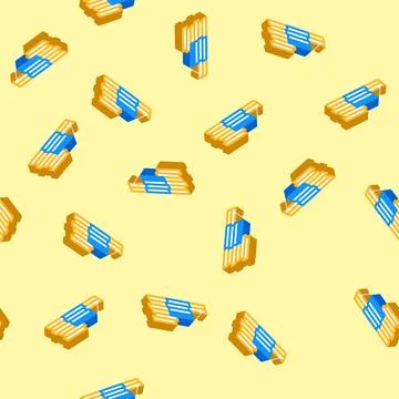 Stack coin gold isometric icon seamless pattern Stock Illustration