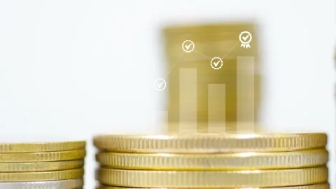 Stack coin with graph in business concept stop motion. Stock Footage 232967953