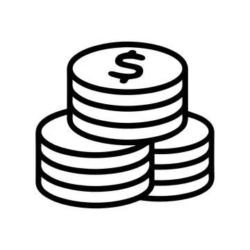 Stack Of Coin icon or modern line symbol. Vector line art and icon design w.. Stock Illustration