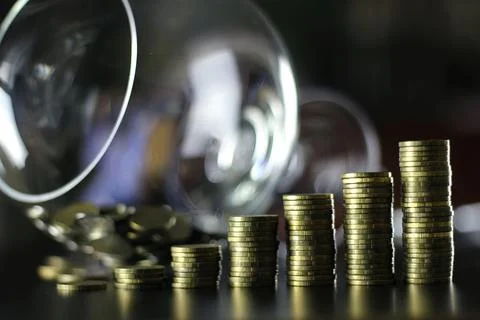 Stack of coin jar Stock Photos