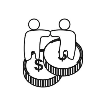 Stack coin money Commitment Teamwork Together Outline Logo Stock Illustration