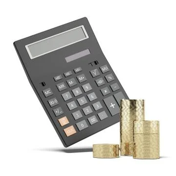 Stack of coins and calculator Illustrazione stock