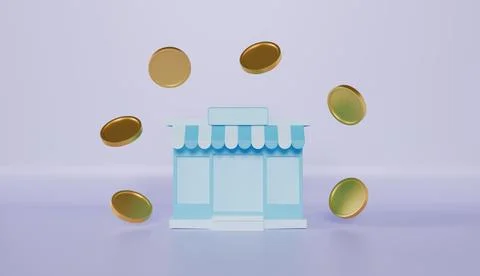 Stack of coins and house model on pastel color background Stock Illustration