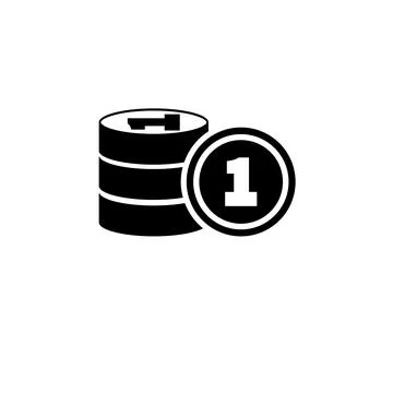 Stack of Coins and One Coin, Money Solid Flat Vector Icon Isolated on White.. Stockillustratie