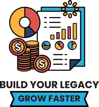 A stack of coins and a piece of paper with a graph on it Stock Illustration