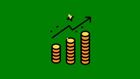 Stack coins arrow pointing up green background green screen animated chromakey Stock Footage 314063830