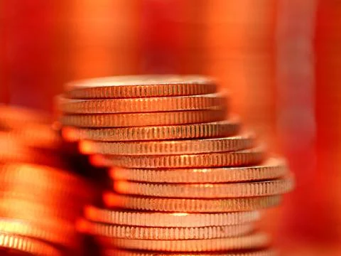 Stack of coins. In the concept of saving money and finance. Stock Photos