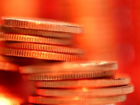 Stack of coins. In the concept of saving money and finance. Stock Photos
