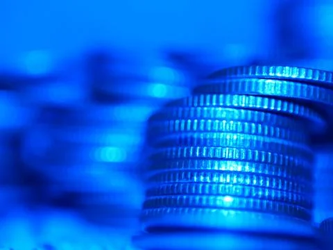 Stack of coins. In the concept of saving money and finance. Stock Photos