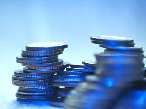 Stack of coins. In the concept of saving money and finance. Stock Photos