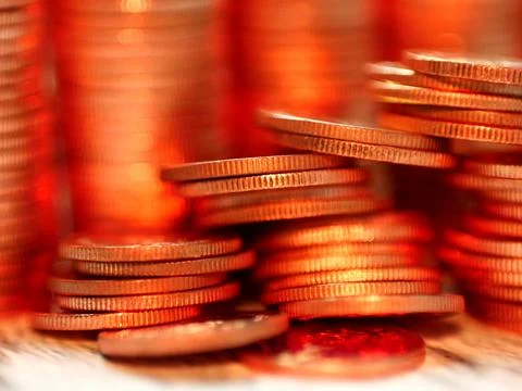 Stack of coins. In the concept of saving money and finance. Stock Photos